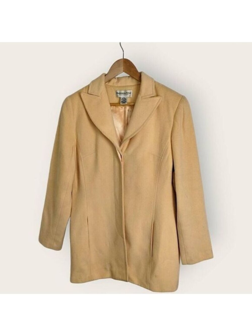 Katherine Kelly Collection Wool Cashmere Blend Coat Pale Yellow Size 8 USA‎ Made